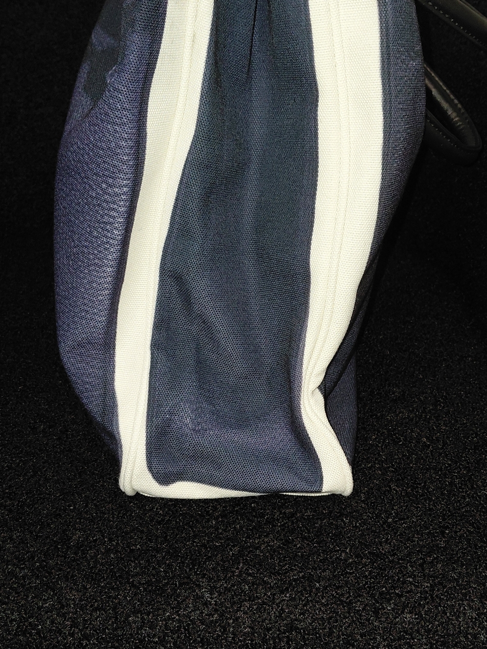 BIRKIN INSPIRED LARGE CANVAS Navy and White Leather Tote Bag with Black Handles - Picture 3 of 6